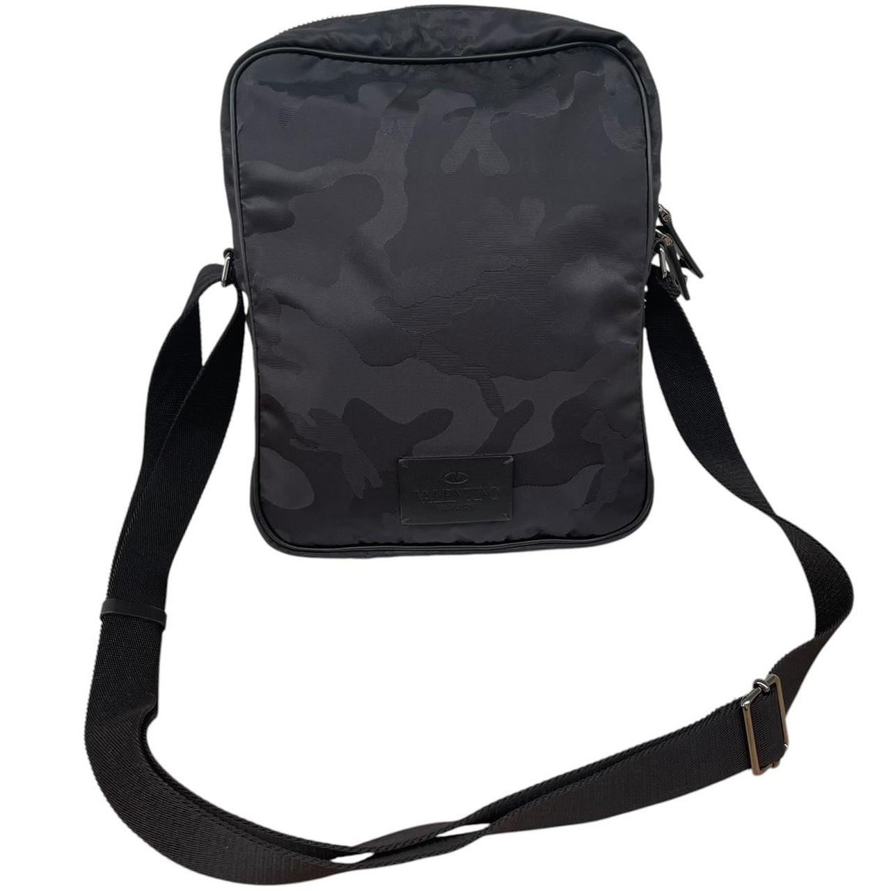 Valentino Garavani Black Camo Nylon Crossbody Messenger Bag
