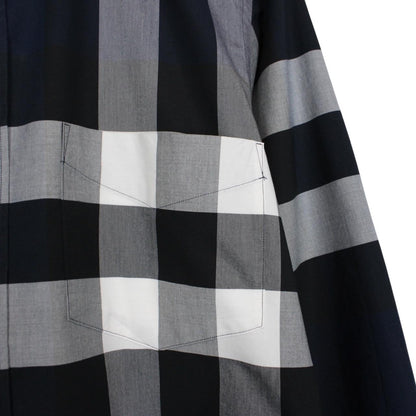 Burberry London Navy Blue Somerton Nova Check Long Sleeve Shirt