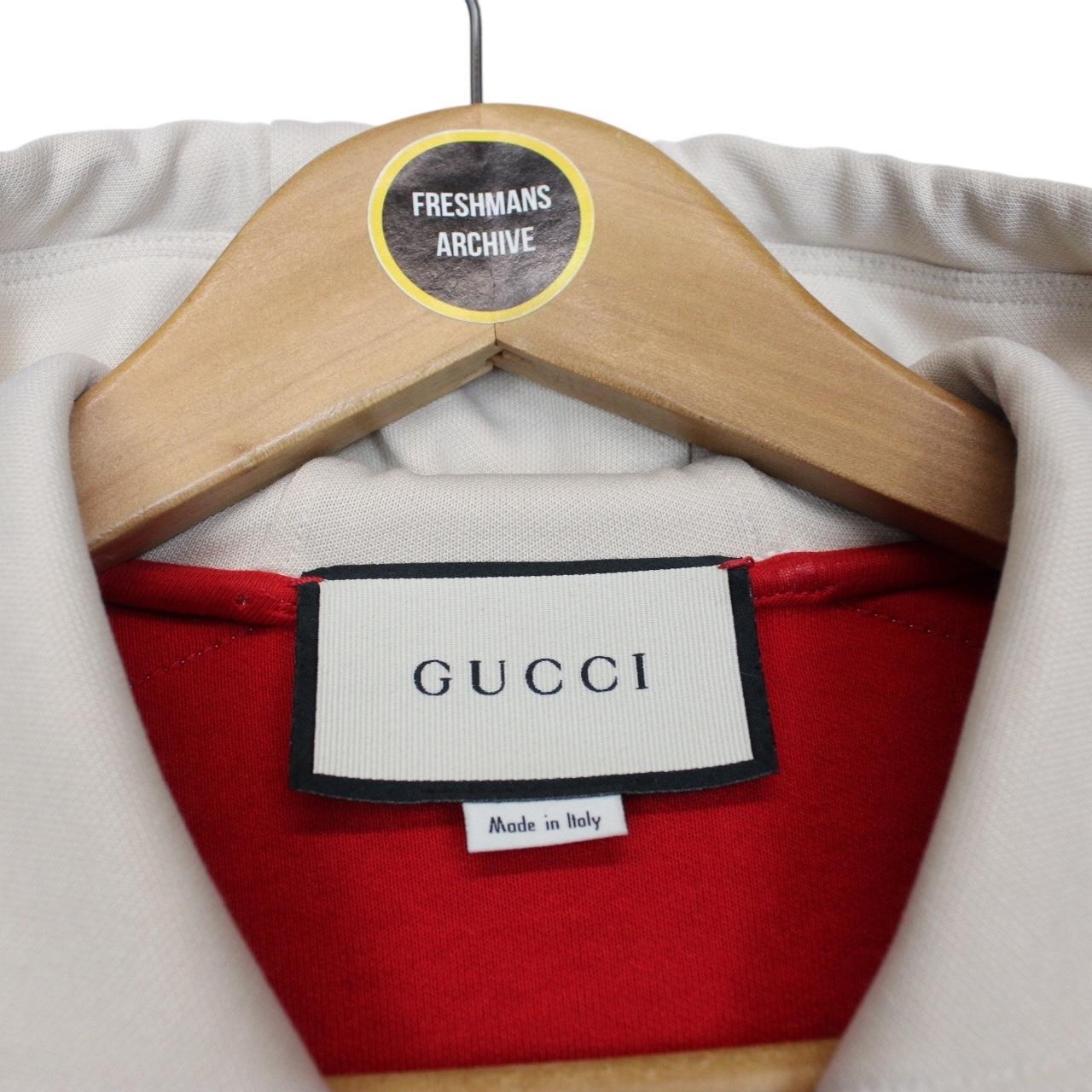 Gucci Red and Cream Taped Logo Full Zip Tech Jersey Hoodie Jumper