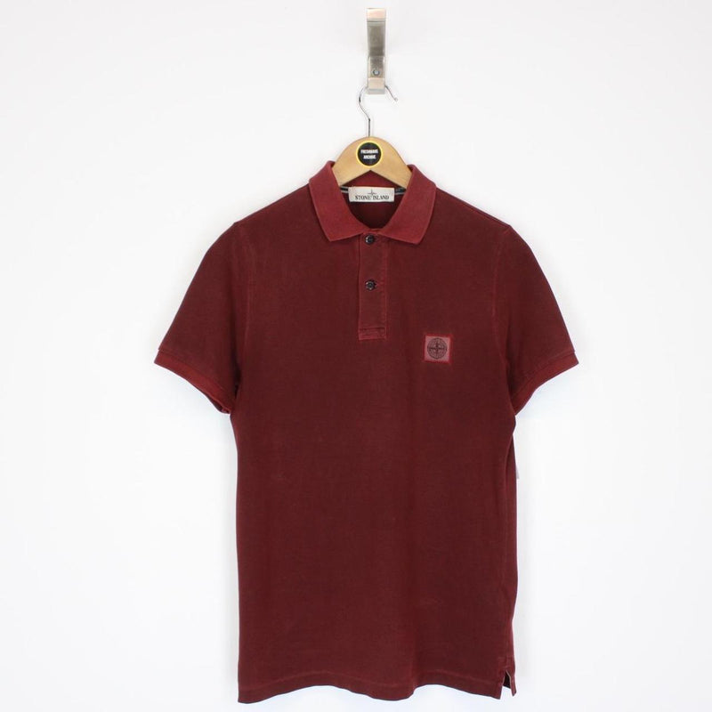 Stone Island AW 2019 Burgundy Short Sleeve Compass Polo Shirt
