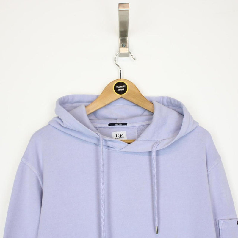CP Company Blue Resist Dyed Cotton Lens Hoodie Jumper