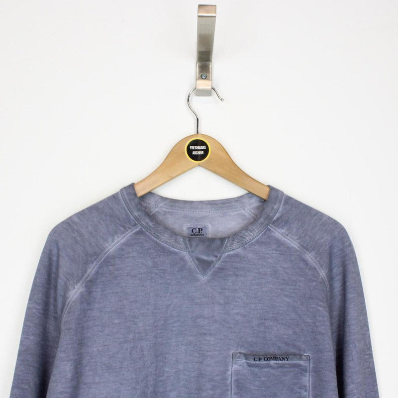 CP Company Blue Garment Dyed Cotton Sweatshirt Jumper