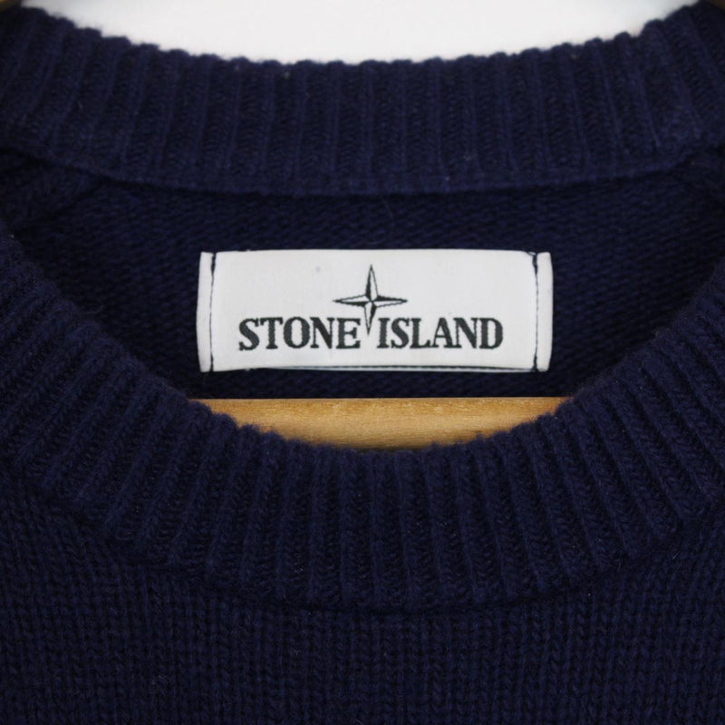 Stone Island AW 2018 Blue Wool Knit Sweatshirt Jumper