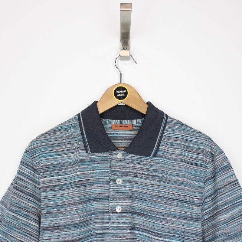 Missoni Multicoloured Striped Short Sleeve Cotton Polo Shirt