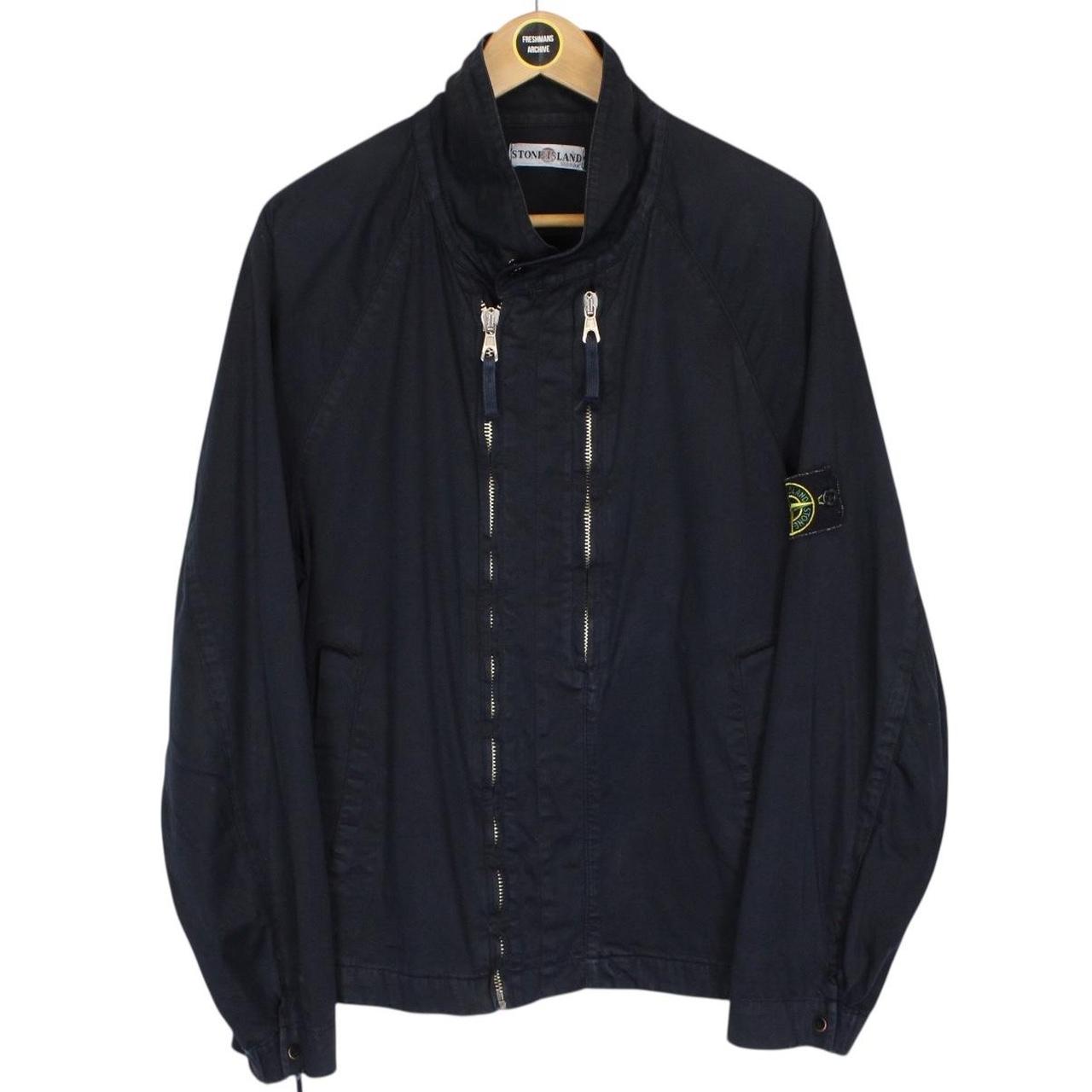 Vintage Stone Island SS 2001 Navy Blue Raso Gommato Full Zip Jacket