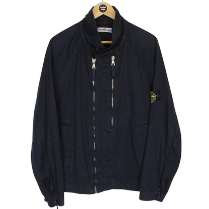 Vintage Stone Island SS 2001 Navy Blue Raso Gommato Full Zip Jacket