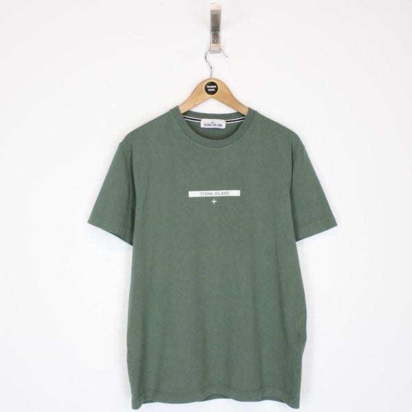 Stone Island AW 2021 Green Short Sleeve Logo Print T-Shirt