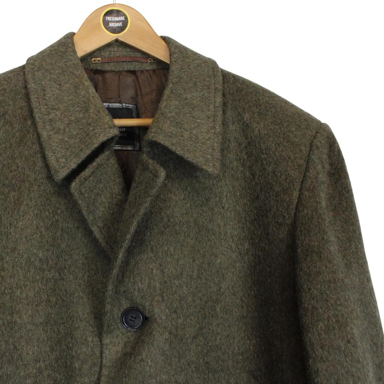 Vintage 90s Christian Dior Green Virgin Wool Overcoat