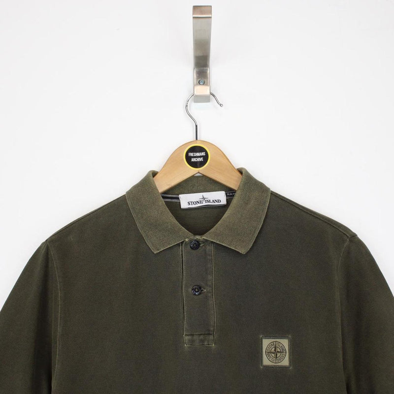 Stone Island SS 2017 Khaki Green Short Sleeve Compass Polo Shirt