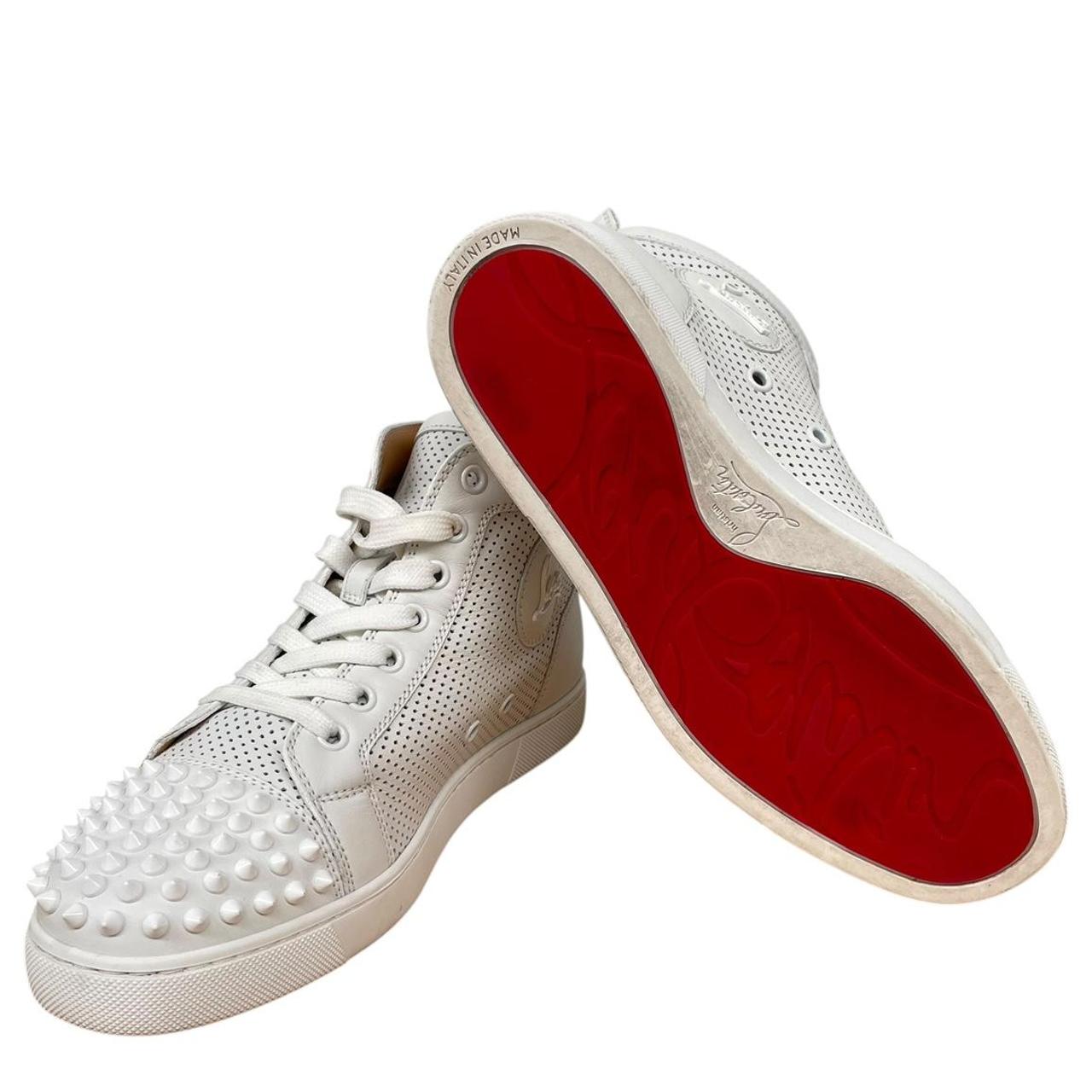 Christian Louboutin White Louis Flat Calf Leather Spikes Trainers