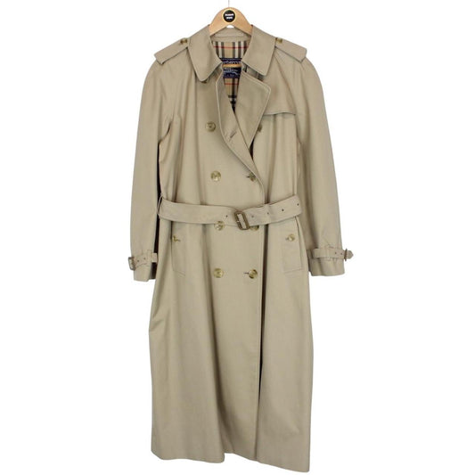 Vintage 90s Burberry Tan Brown Double Breasted Belted Trench Coat