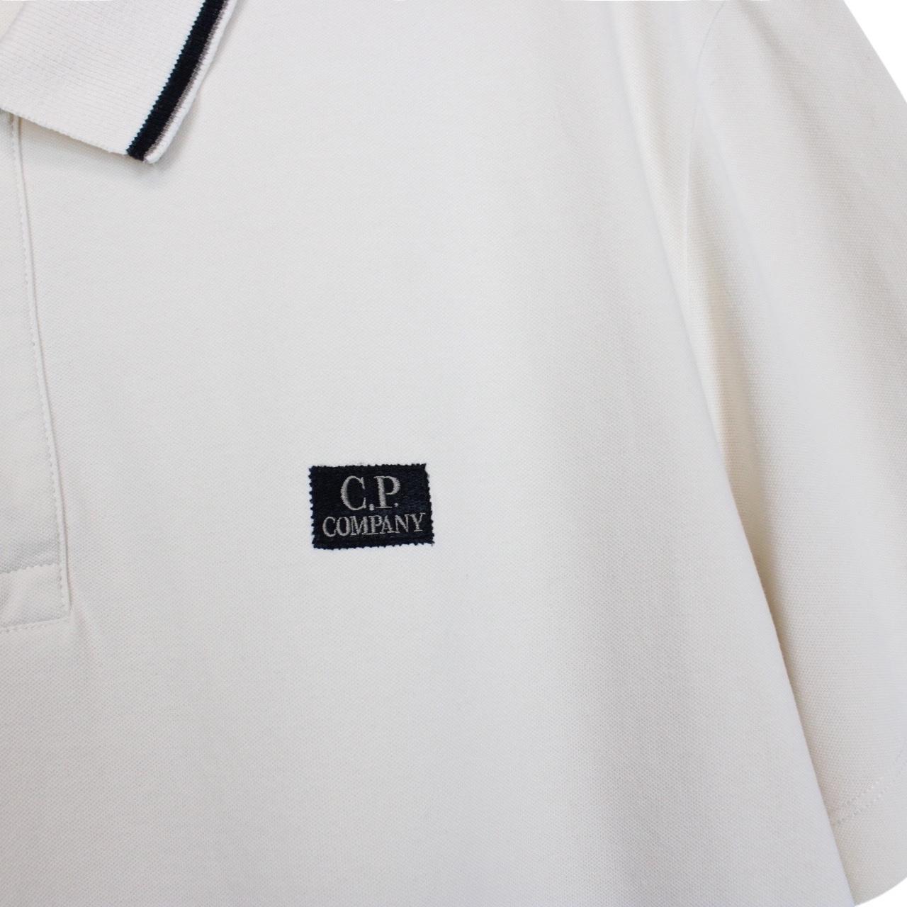 CP Company Cream Short Sleeve Cotton Polo Shirt