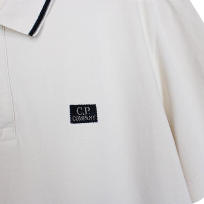 CP Company Cream Short Sleeve Cotton Polo Shirt