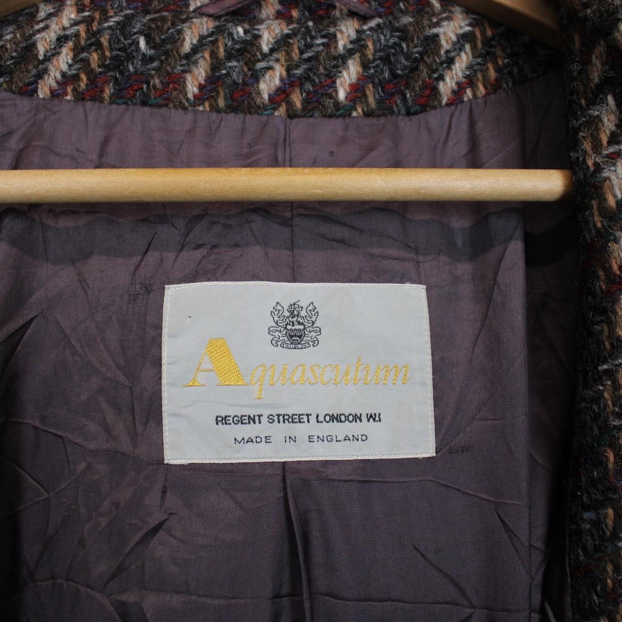 Vintage 80s Aquascutum Multicoloured Check Wool Coat