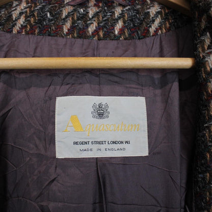 Vintage 80s Aquascutum Multicoloured Check Wool Coat