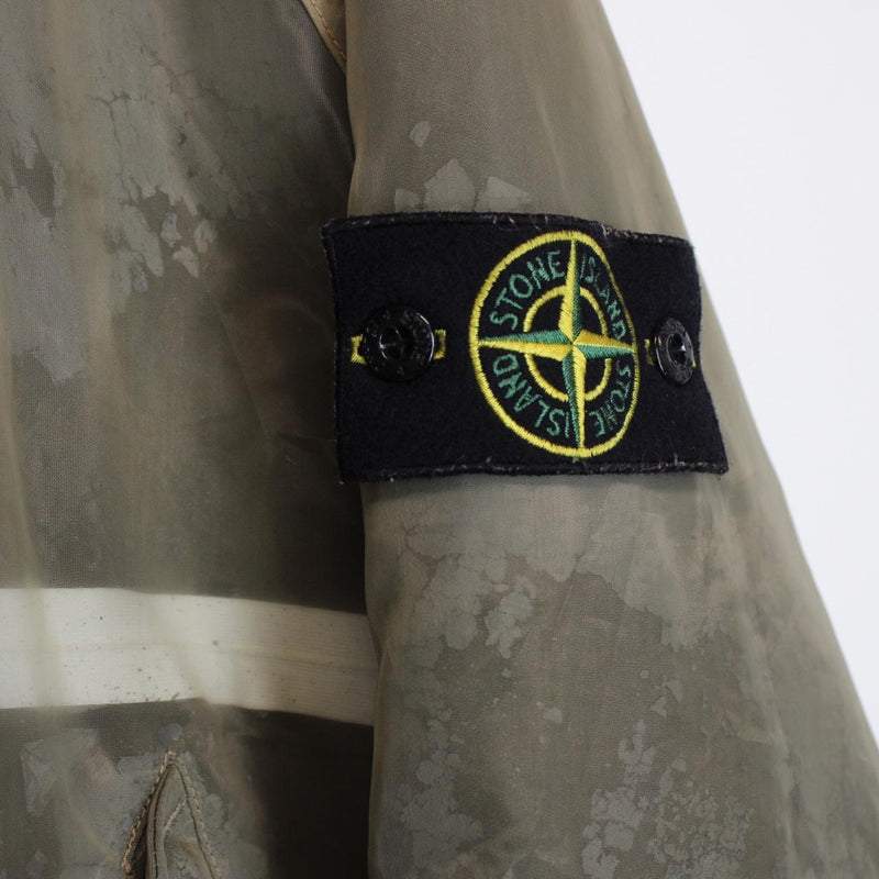 Vintage Stone Island AW 2001 Khaki Green Monofilament Mesh Lined Full Zip Hooded