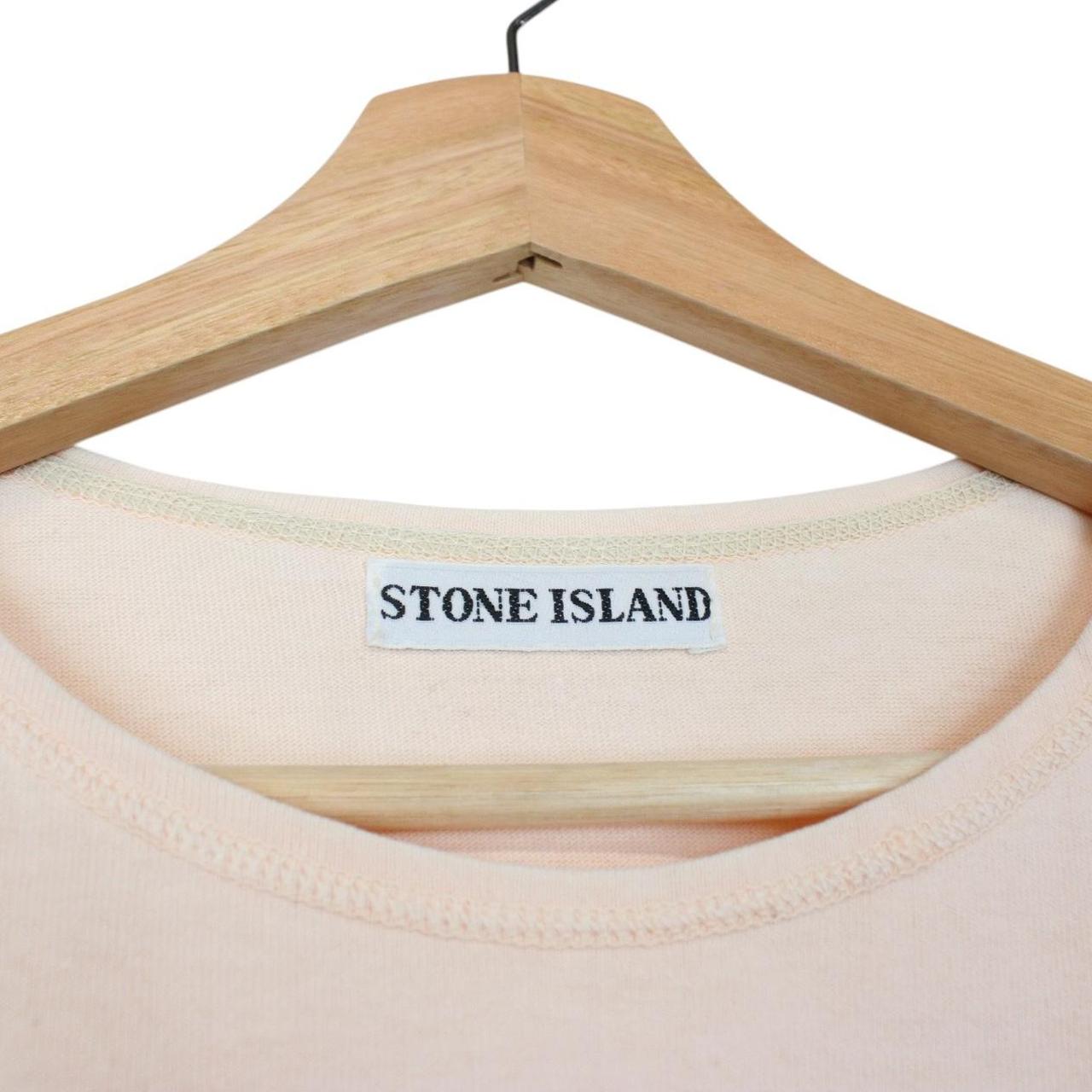 Vintage 80s Stone Island Marina Peach Orange Short Sleeve Logo Print T-Shirt