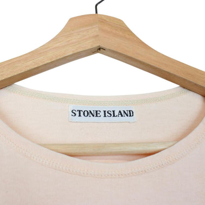 Vintage 80s Stone Island Marina Peach Orange Short Sleeve Logo Print T-Shirt