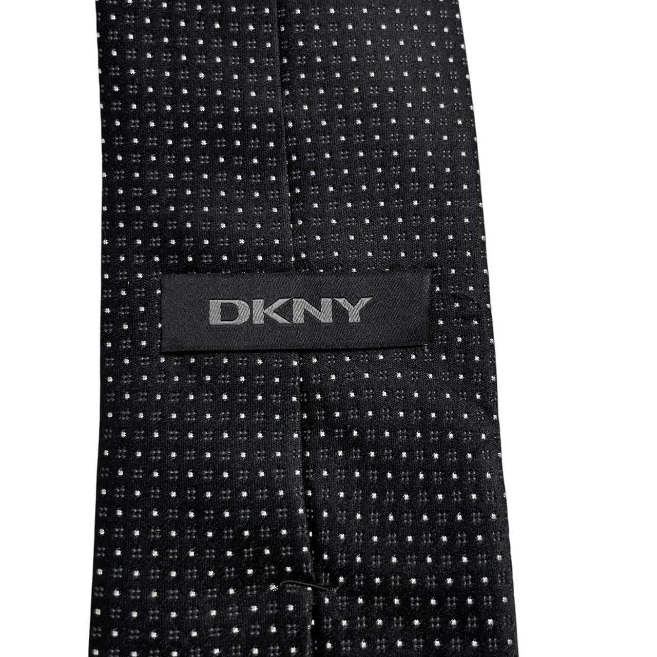 DKNY vintage silk tie black and white polka dots, excellent condition.