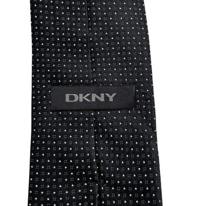 DKNY vintage silk tie black and white polka dots, excellent condition.