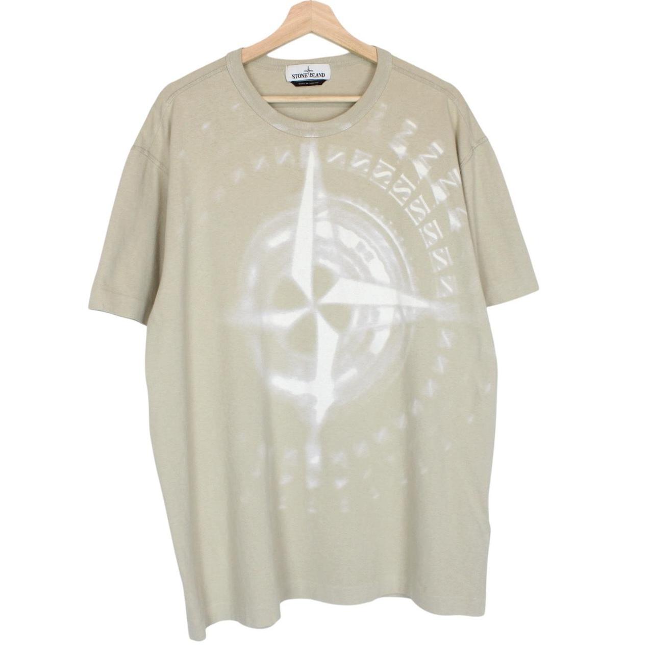 Stone Island AW 2019 Beige Short Sleeve Cotton Logo Print T-Shirt