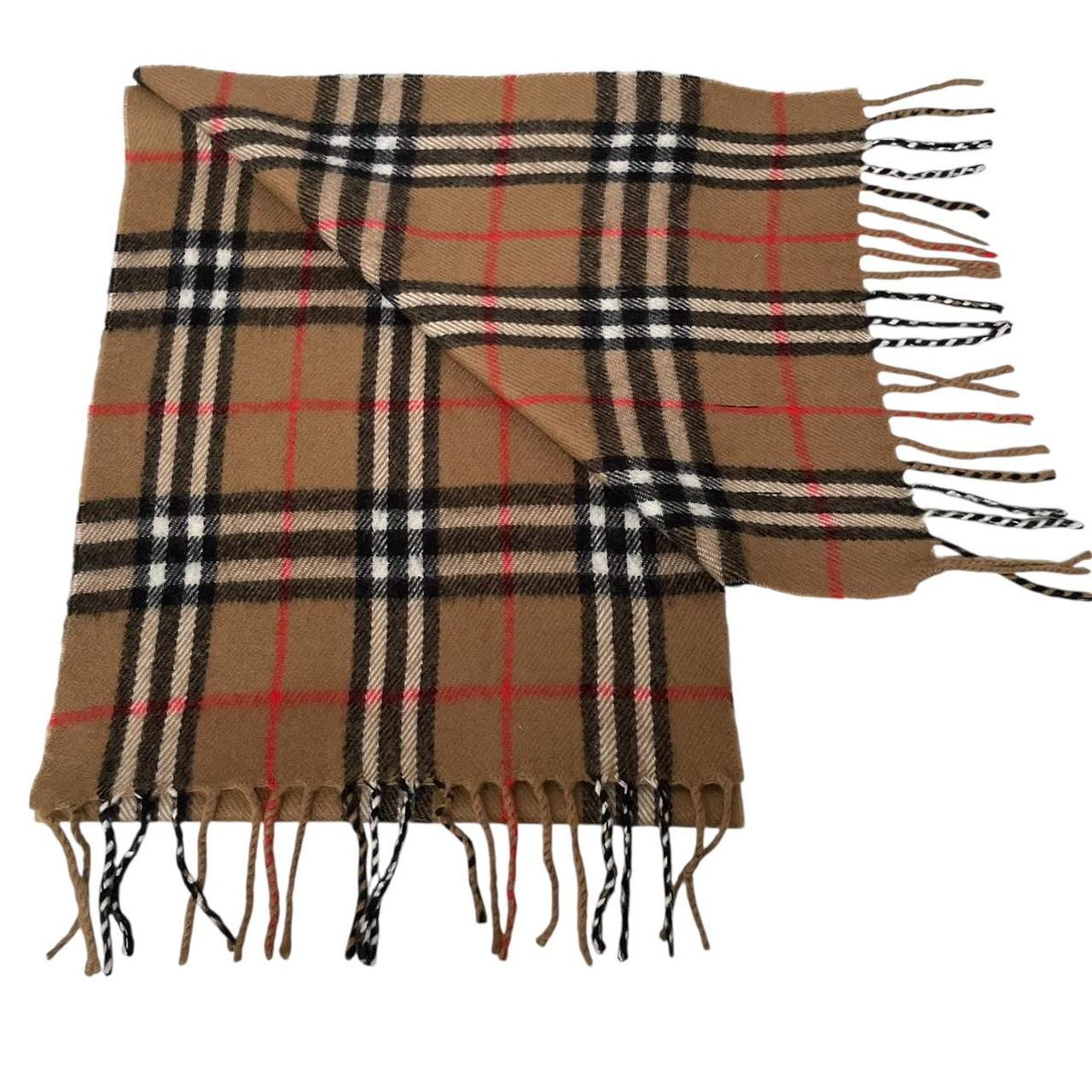 Vintage 90s Burberry Brown Nova Check Lambswool Scarf