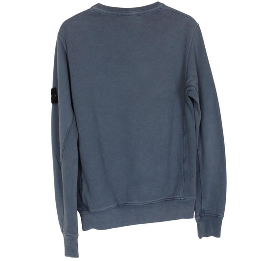 Stone Island navy blue cotton sweatshirt with embroidered logo and ribbed cuffs.