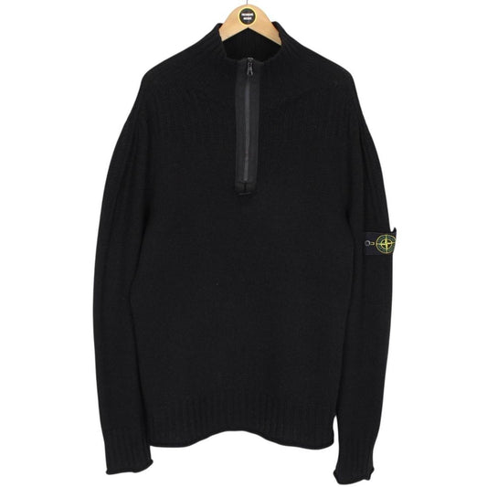 Vintage Stone Island AW 2003 Black Wool Knit 1/4 Zip Jumper