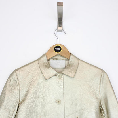 Prada Beige Button Up Leather Jacket