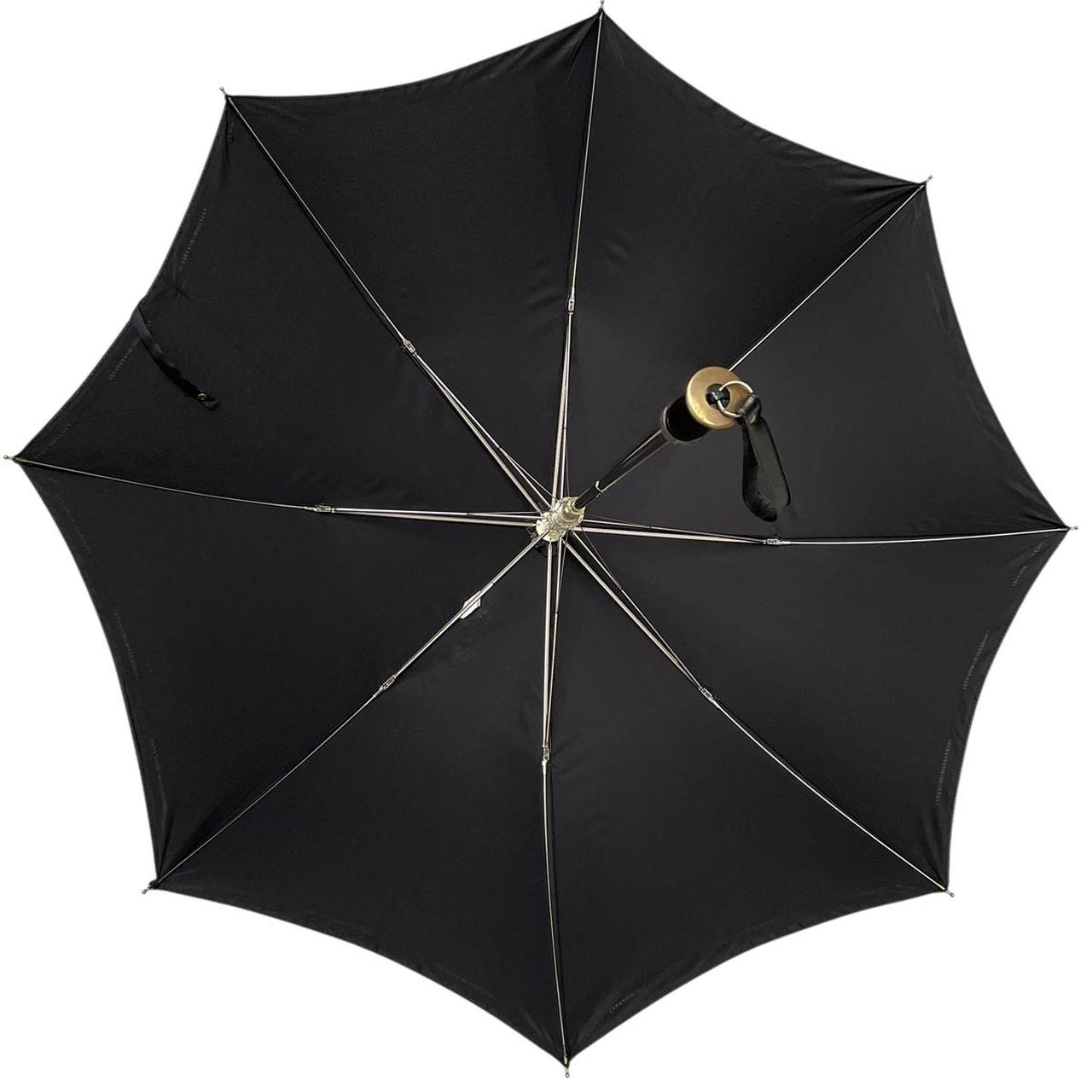 Vintage 80s Burberry Black Folding Umbrella with Nova Check Cover
