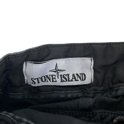 Stone Island navy blue cotton cargo shorts with logo patch and side pockets.