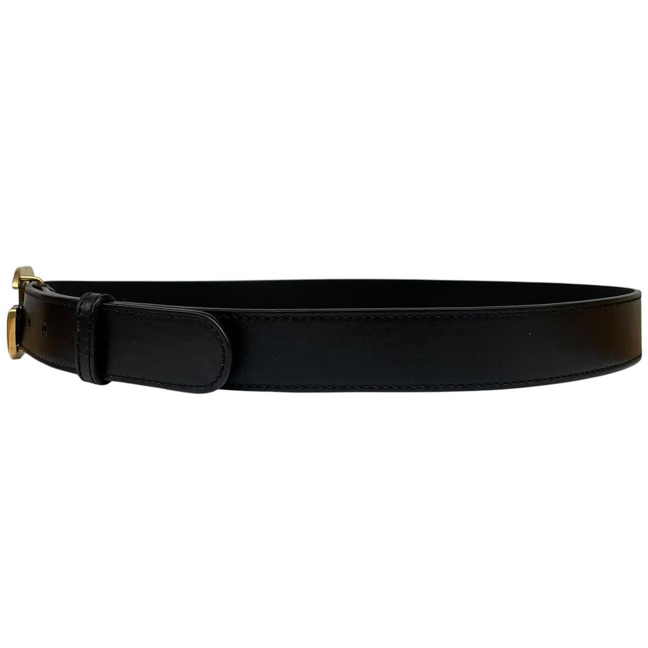 Gucci Black and Gold Marmont Leather Belt with GG Buckle