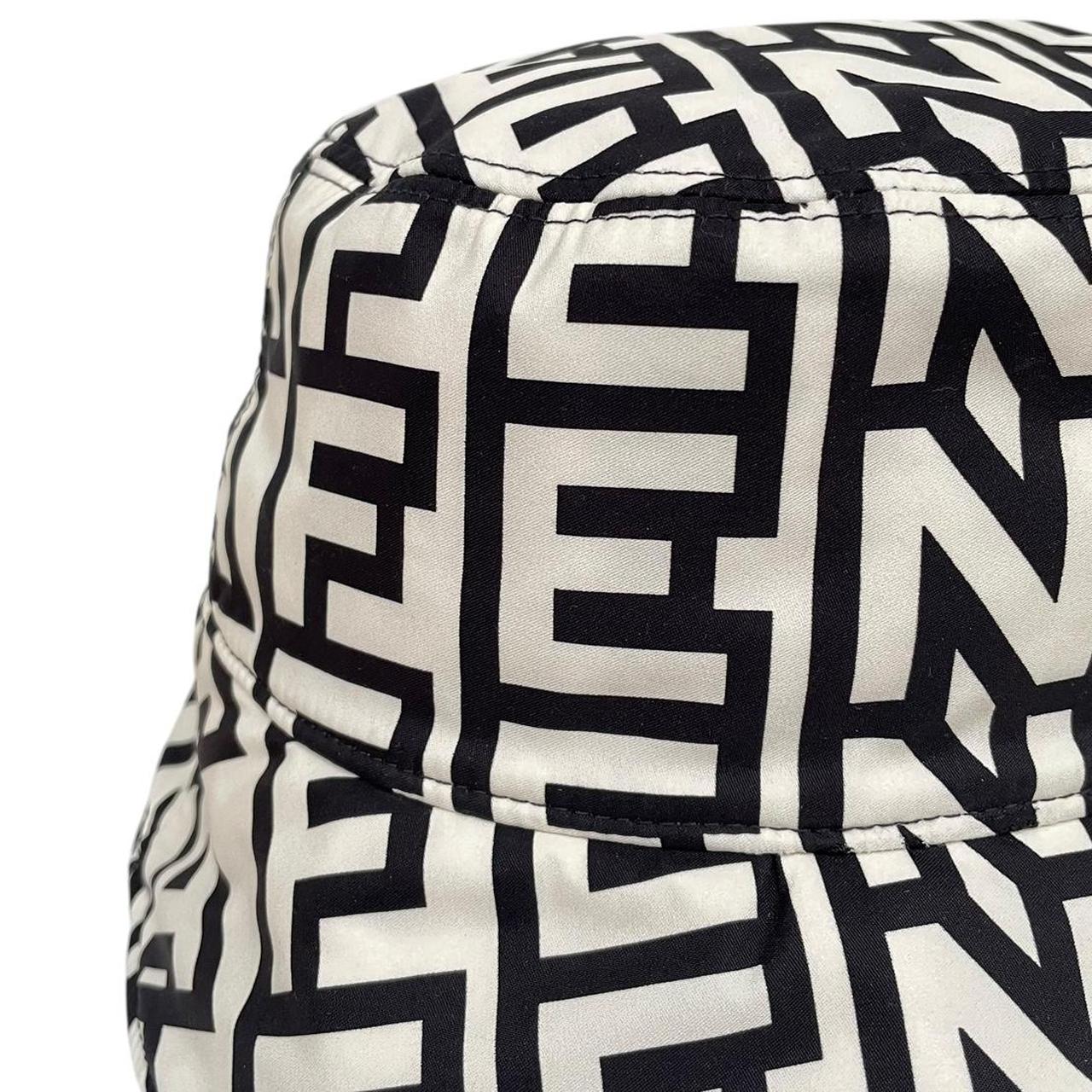 Fendi Roma x Marc Jacobs Black and White Monogram Logo Print Bucket Hat
