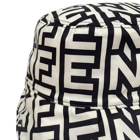 Fendi Roma x Marc Jacobs Black and White Monogram Logo Print Bucket Hat