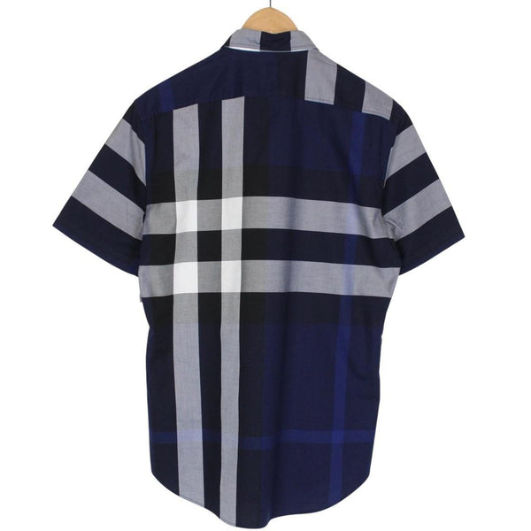 Burberry Brit Navy Blue Nova Check Short Sleeve Cotton Shirt