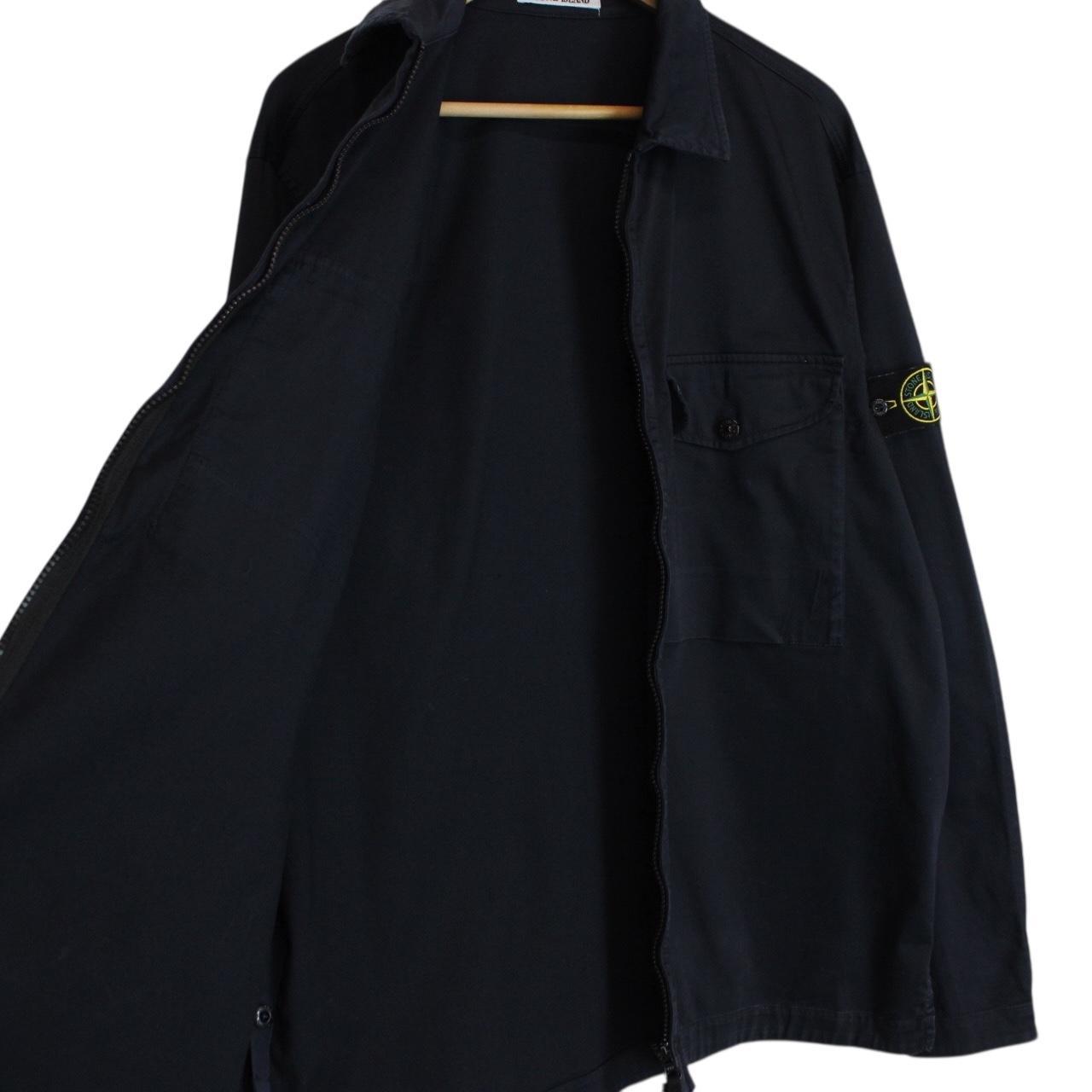 Stone Island SS 2024 Navy Blue Full Zip Cotton Overshirt Jacket