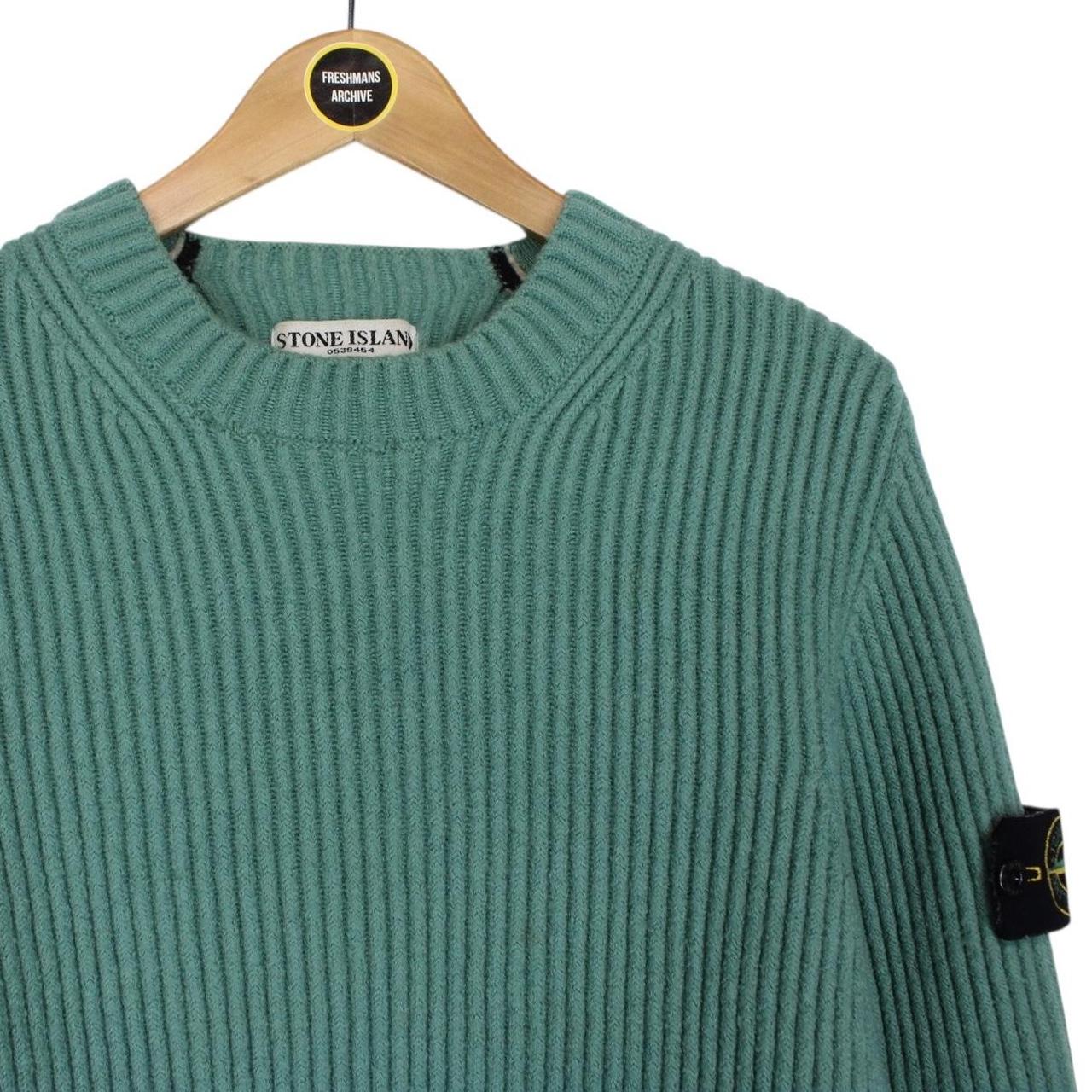 Vintage Stone Island AW 2005 Green Ribbed Wool Knit Jumper