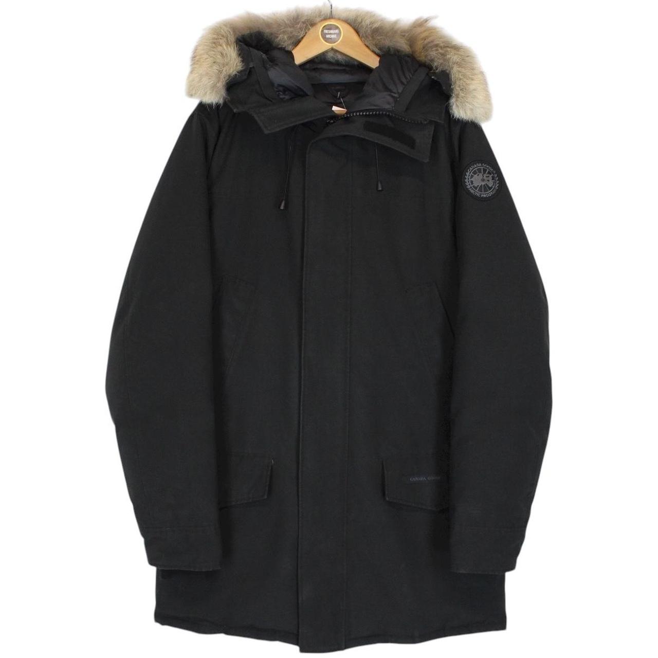Canada Goose Black Langford Parka Black Label Down Coat with Fur Trim