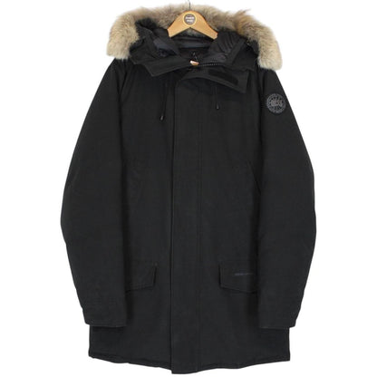Canada Goose Black Langford Parka Black Label Down Coat with Fur Trim