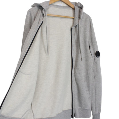 CP Company Grey Full Zip Lens Cotton Hoodie Jumper