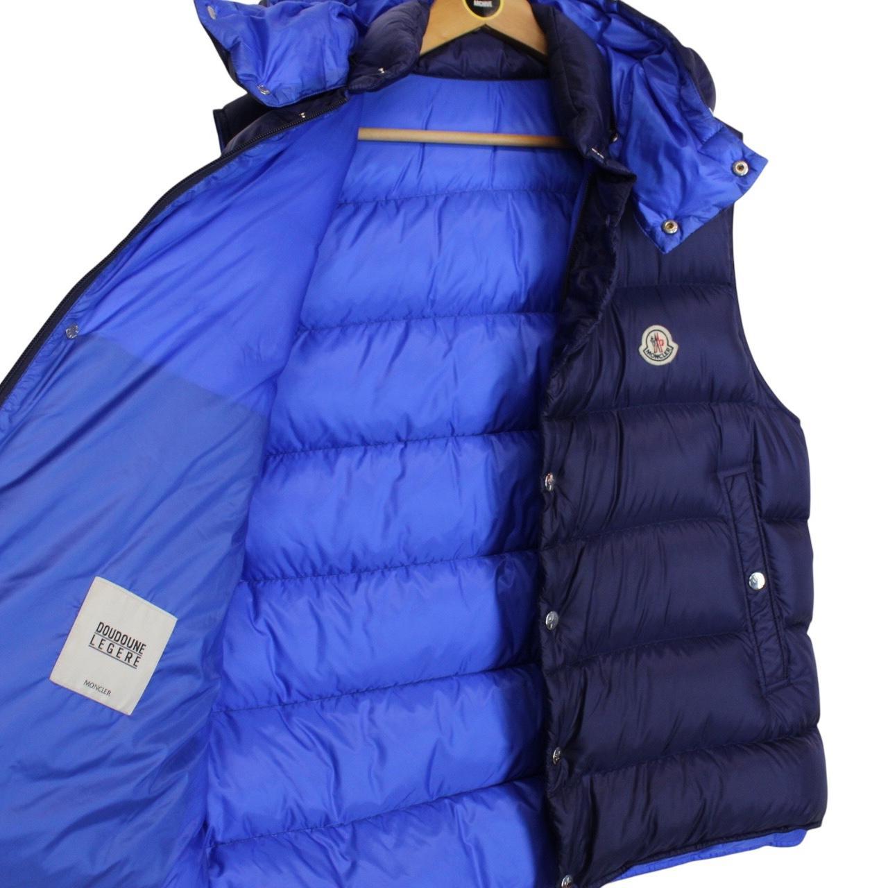 Moncler Billecart Navy Blue Full Zip Hooded Down Gilet
