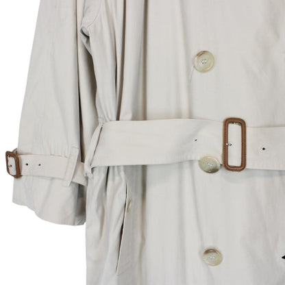 Vintage 90s Burberry Beige Nova Check Double Breasted Belted Trench Coat