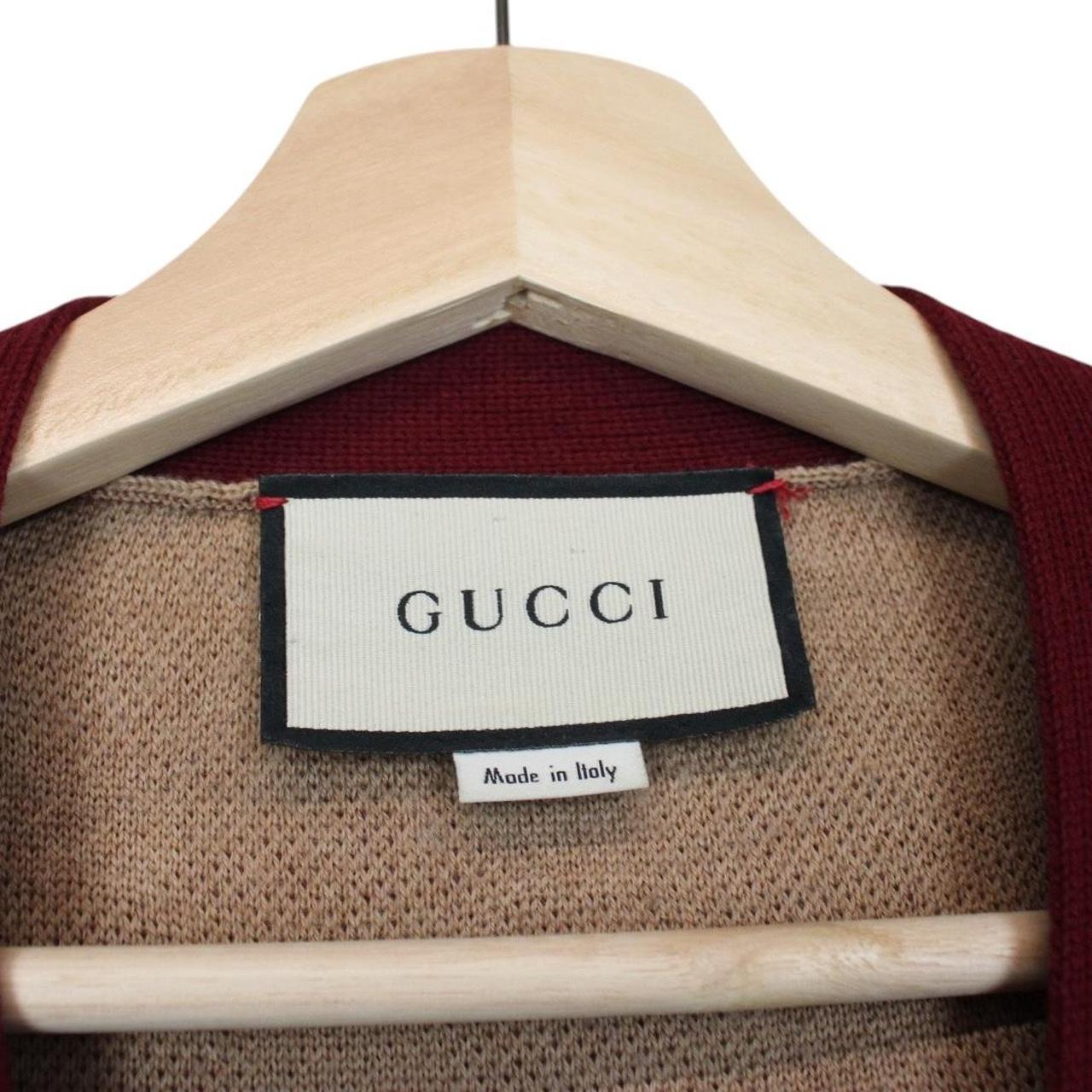Gucci Bordeaux GG Jacquard Monogram Wool Blend Cardigan Jumper