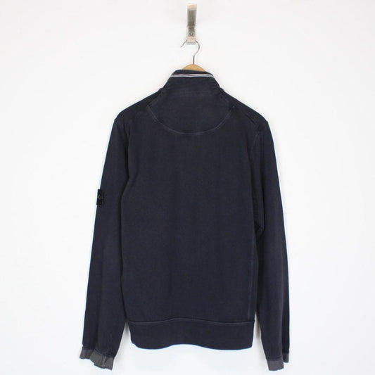 Vintage Stone Island SS 2009 Navy Blue Cotton 1/4 Zip Sweatshirt Jumper