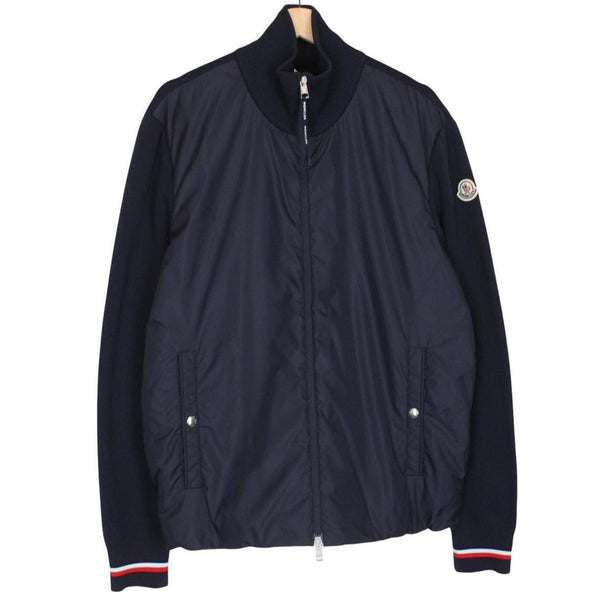 Moncler Navy Blue Full Zip Cotton/Nylon Down Tricot Cardigan Jacket