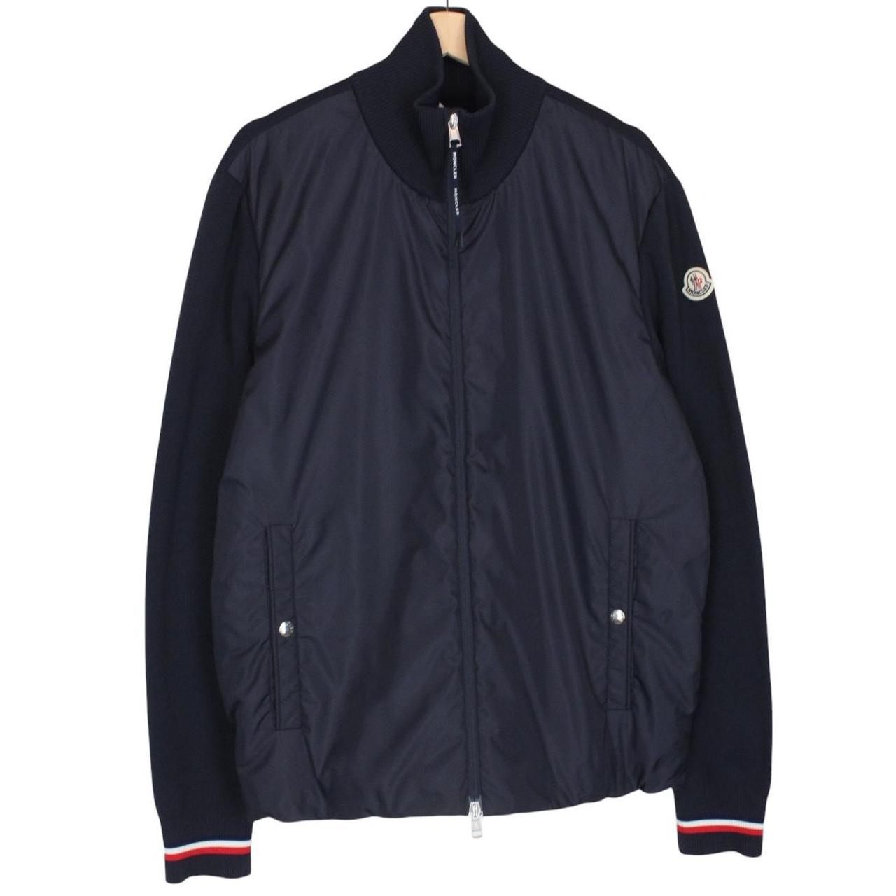 Moncler Navy Blue Full Zip Cotton/Nylon Down Tricot Cardigan Jacket