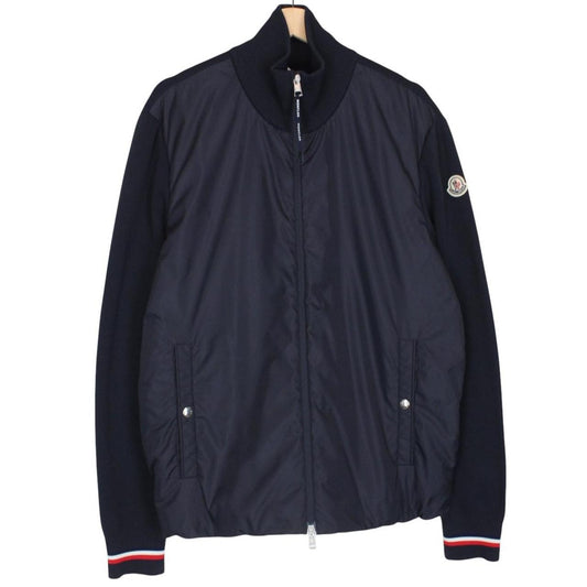 Moncler Navy Blue Full Zip Cotton/Nylon Down Tricot Cardigan Jacket