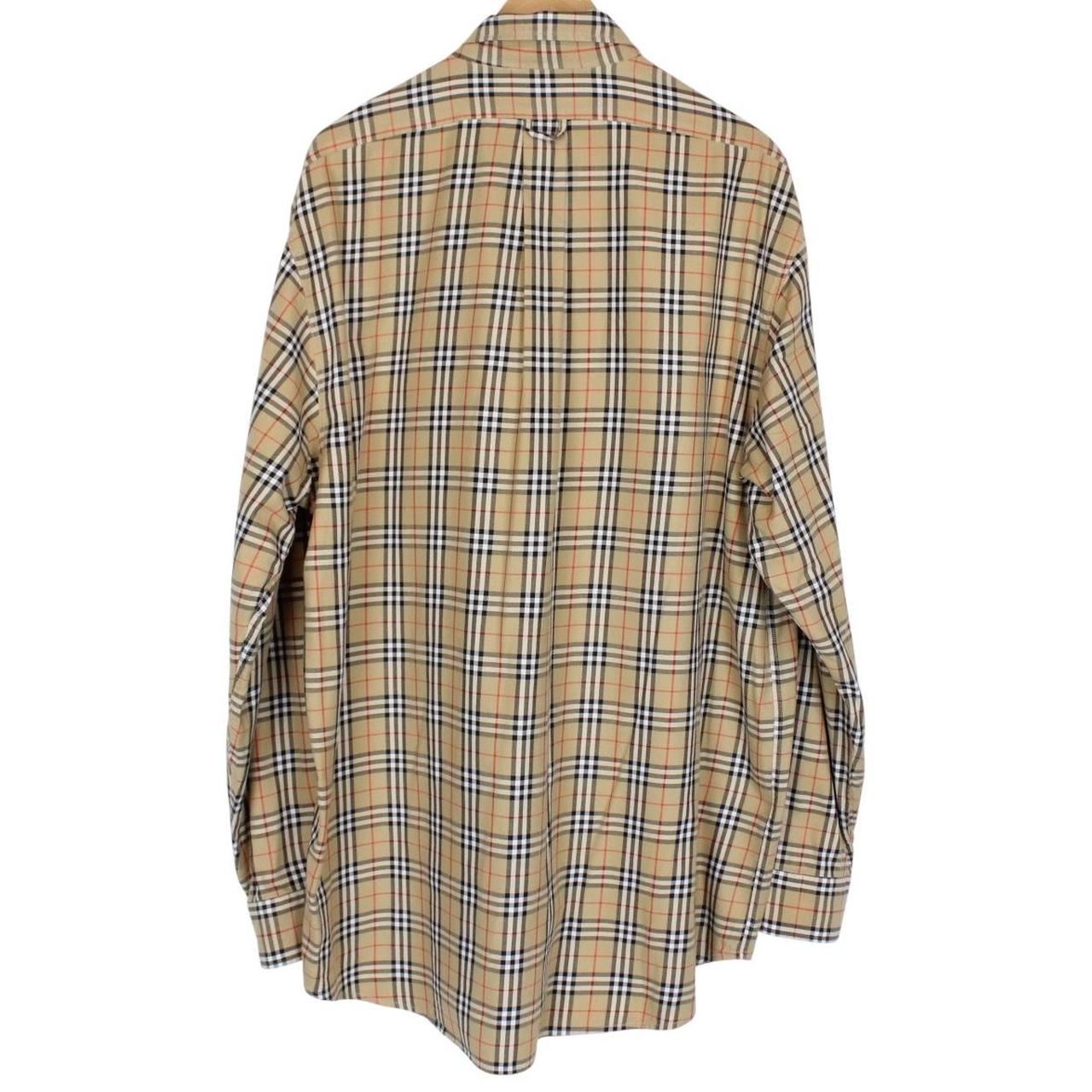 Vintage 90s Burberry Tan Brown Nova Check Long Sleeve Cotton Shirt