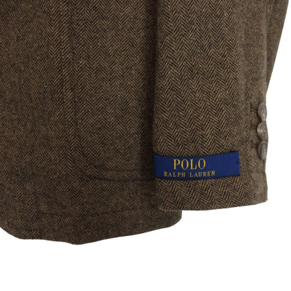 Polo Ralph Lauren brown herringbone wool blend sportcoat blazer with tags and logo.
