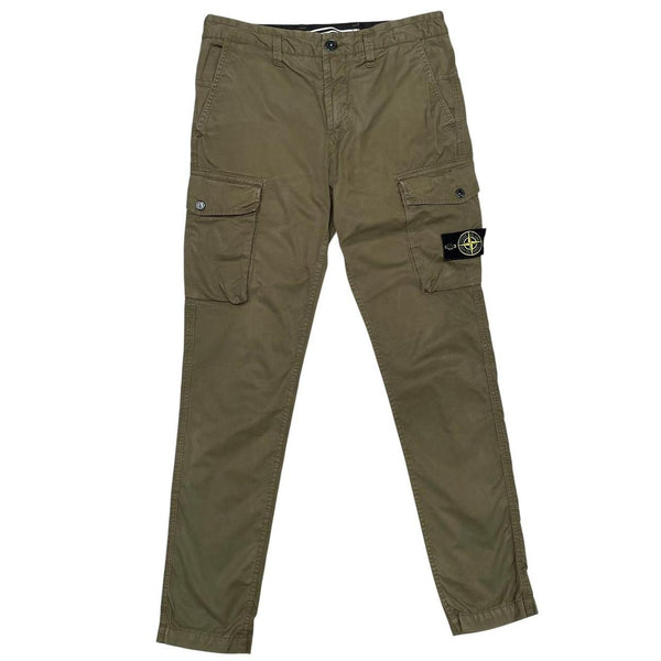 Stone Island SS 2021 Khaki Green Slim Fit Cargo Trousers